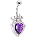 Purple Amethyst Princess Heart Belly Ring