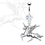 Beautiful Mystic Unicorn with Wings Charm Belly/Navel Ring Silver Tone