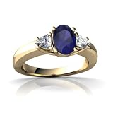 14K Yellow Gold Oval Genuine Sapphire Ring