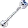 Austrian Crystal Light Sapphire GEM Straight Barbell Ring