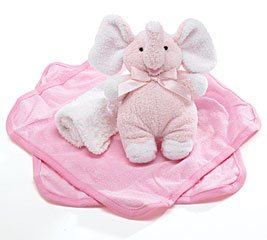Baby Girl Pink Gift Set With Elephant Rattle And 3 Soft Infant Wash Cloths Great Baby Shower Gift