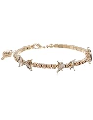 Betsey Johnson "Iconic Summer Metallics" Crystal and Bow Bracelet, 11"
