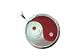 Red Jade and Mother Of Pearl Ying-Yang Pendant, 925 Sterling Silver