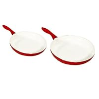 Heuck 30131 Classics Series Nano 2-Piece Ceramic Nonstick Skillet Set, 10-Inch and 12-Inch, Red