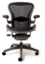 Hot Sale Aeron Chair by Herman Miller - Official Retailer - Highly Adjustable - Graphite Frame - Lumbar Pad - Carbon Wave (Medium)