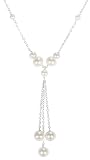 Sterling Silver w/ White Freshwater Cultured Pearl Triple-Drop Necklace, 16+2 Extender