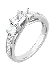 Ann Harrington Jewelry 14k White Gold 7/8 Ct Tw 3 Stone Princess Cut Diamond Ring