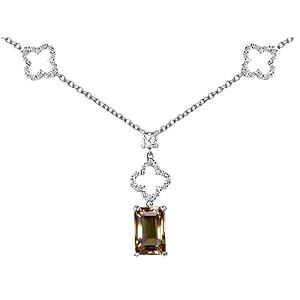 Buy 3.86 cttw 925 Sterling Silver Emerald Cut Genuine Smoky Quartz Necklace by Finejewelers