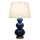 IMAGE OF Robert Abbey 366X Triple Gourd - One Light Table Lamp, Marine Blue Finish with Pearl Dupioni Fabric Shade