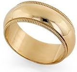 14K Gold Milgrain Heavy Classic-Fit Wedding Band, 7mm Wide