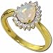 14K Yellow Gold Opal Pear Shaped And Diamond Ring