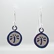 Cute Little Dragonfly Earrings in Sterling Silver with Purple Patina Finish, #9151