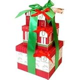 Tower of Christmas Treats - Espresso Mocha Cookies, Dark Chocolate Covered Pretzels, Cappuccino Bark