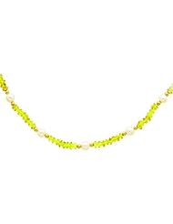 14K Gold White Cultured Pearl & Peridot Necklace 18"