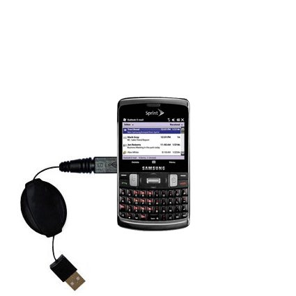 Retractable USB Cable for the Samsung Intrepid SPH-i350 with Power Hot Sync and Charge capabilities - uses Gomadic TipExchange Technology