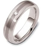 6mm Titanium and Platinum Diamond Wedding Band Ring