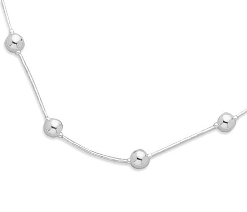 16 Inch Liquid Silver Necklace With 7mm Beads