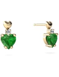 Genuine Emerald 14kt Yellow Gold Earrings
