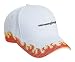 encouraging Adult White Hat with Red Flames FIRE