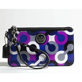 Coach Alex Signature Multi Print Large Wristlet Wallet Case Bag