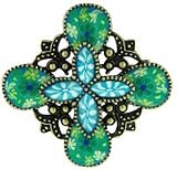 Green Enamel Flower Brooch Pin