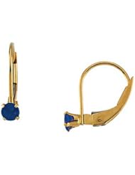 Blue Sapphire Earrings - September Birthstone - in 14kt Yellow Gold - Lever Back
