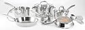 T-fal C798SC64 C836SC64 Ultimate Oven Safe Stainless Steel Copper-Bottom 12-Piece Dishwasher Safe Cookware Set, Silver