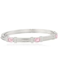 Judith Ripka "Giftables" 3 Oval Stones Berge Pink Bangle Bracelet