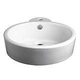 Decolav 1452-CWH 17-Inch Round Ceramic Vitreous China Vessel with Overflow, White