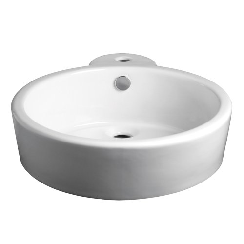 Decolav 1452-CWH 17-Inch Round Ceramic Vitreous China Vessel with Overflow, White
