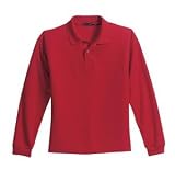 NEW Port Authority - Youth Silk Touch Long Sleeve Sport Shirt Red-M