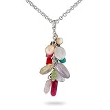 Eve's Addiction Sterling Silver Multi Genuine Stone Necklace