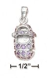 Sterling Silver February Amethyst CZ Birthstone Bootie Charm