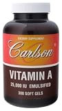 Carlson Laboratories - Emulsified Vitamin A, 25,000 IU, 300 softgels