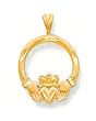 14kt Gold Irish Celtic Claddagh Pendant Charm.14kt 18" Gold Plate Chain