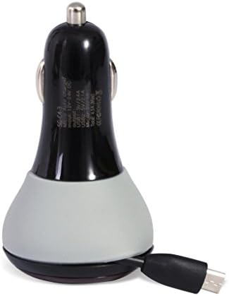 iMAKEATM 4.5Amps/22.5W Dual-USB Port Car Charger with One 1A Built-in Micro USB Cable Charging 3 of Electronic Devices at once Black Red