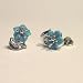 Blue Turquoise Carved Flower Silver Stud Earrings