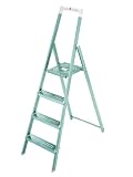 Hailo 8954-401 Alu-Sicherheits-Haushaltsleiter Lifestyle 4 Stufen, aqua