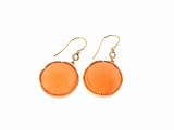 20mm Rose Cut Peach Moonstone Earrings by Irene Neuwirth