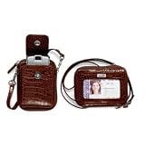 Croc Cell Phone Accordion Wallet - Brown