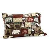 Cabin Lodge Bear Patchwork Green Brown Burgundy Warm Twin Kids Fleece Sheet Set