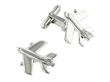 JJ Weston silver plated plane or airplane cufflinks with presentation box. Made in the USA