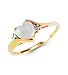 10k Yellow Gold Round Diamond Created Opal Heart Ring