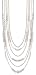 6 Line Silver Metal Facet Bead & Chain Necklace