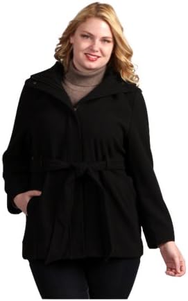 Fourteen Zero Women's Plus Size Belted Trench Coat w/ Hood