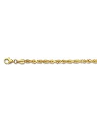 14K 24" Yellow Gold 3.5mm Polish Solid Diamond Cut Royal Rope Chain With Pear Shape Clasp