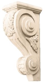 Hafele Acanthus Corbel (194.40.620) 6-1/4 x 3-5/8 x 12, Cherry