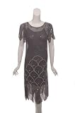 CANDELA NYC Harris Beaded Dress in Grey