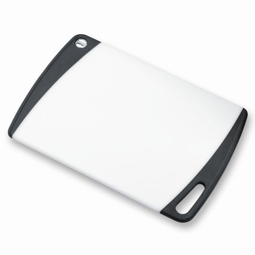 KitchenAid 12-by-18-Inch White Poly Cutting Board with Black Santoprene Corners