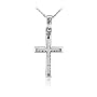10k White Gold Diamond Cross Pendant (1/10 cttw, K Color, I2-I3 Clarity), 18"